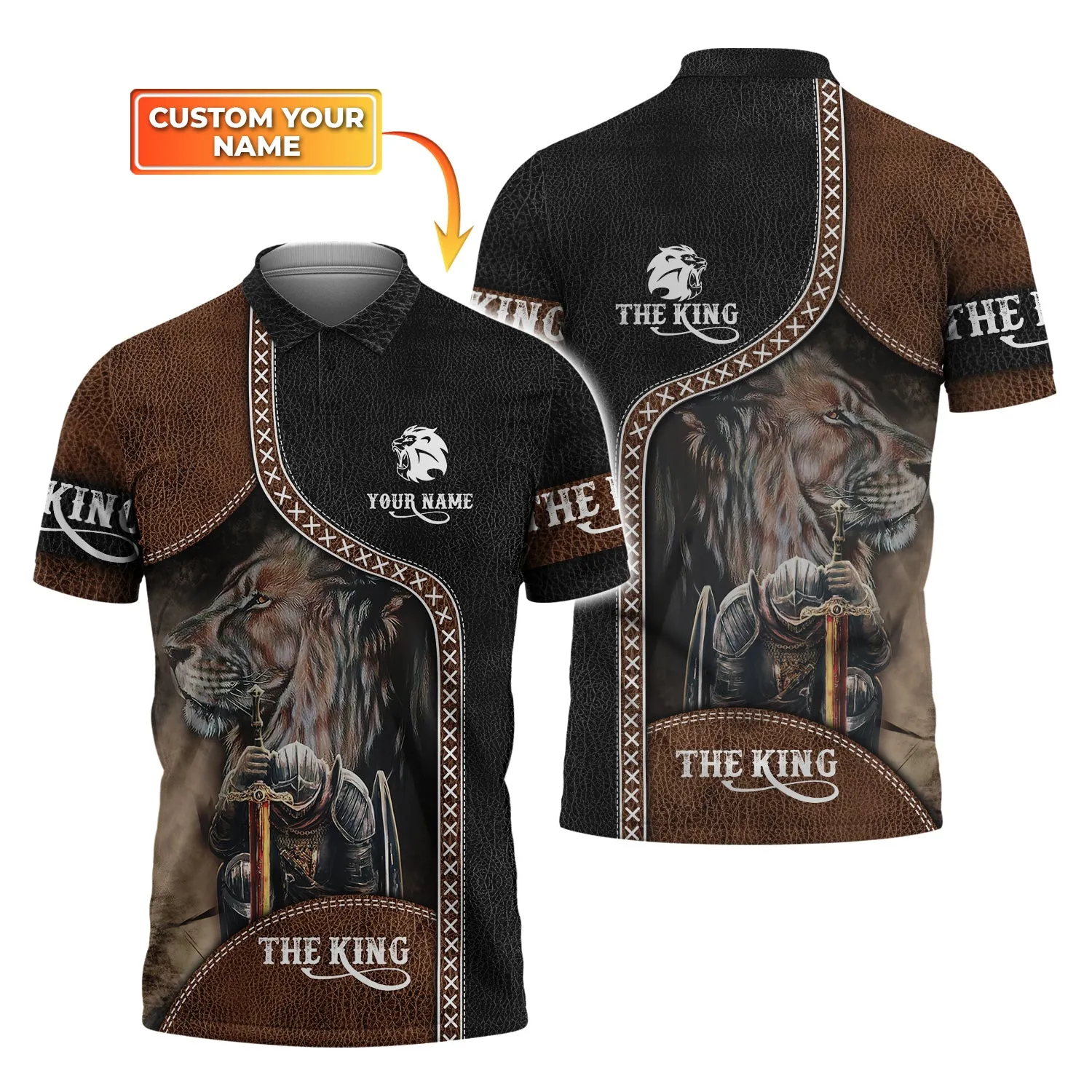 King Lion - Personalized Name 3D Polo Shirt - Hdmt