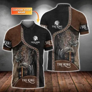 King Lion - Personalized Name 3D Polo Shirt - Hdmt