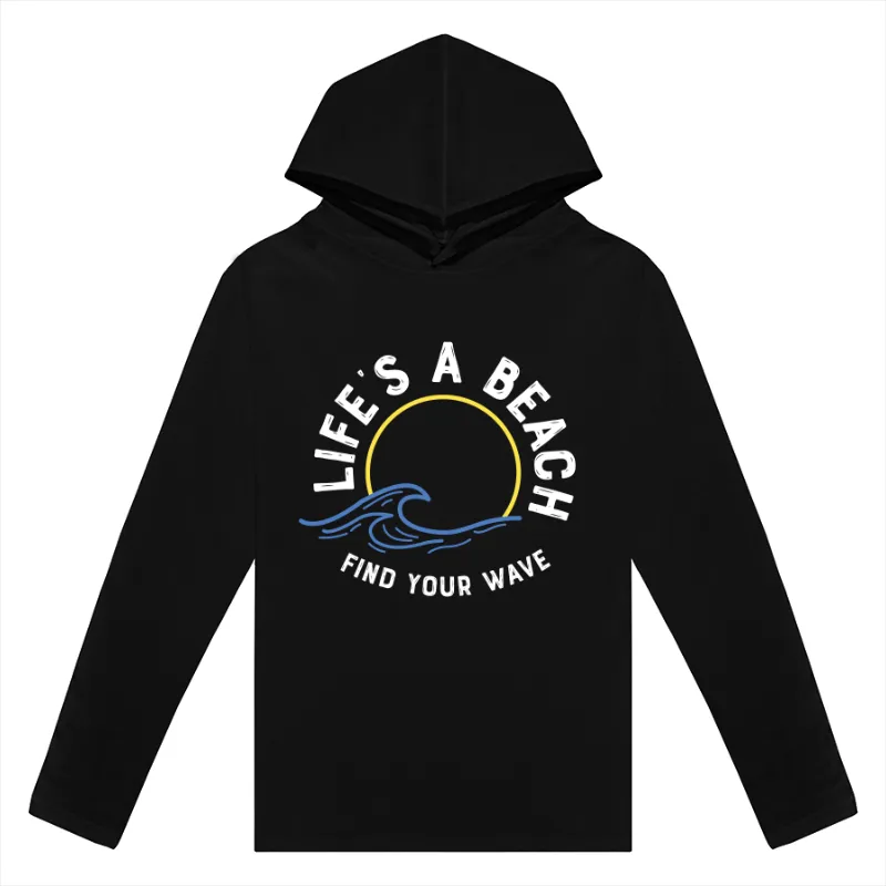 Life's A Beach Find Your Wave Adult Lightweight Long Sleeve Hooded Tee