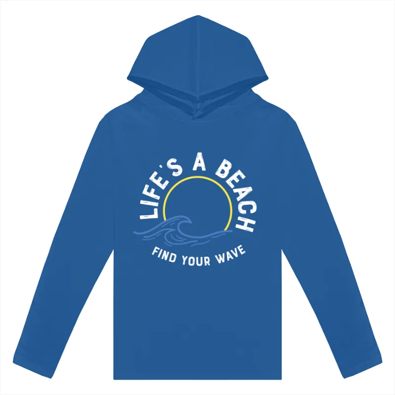 Life's A Beach Find Your Wave Adult Lightweight Long Sleeve Hooded Tee