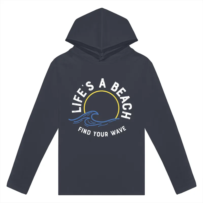 Life's A Beach Find Your Wave Adult Lightweight Long Sleeve Hooded Tee