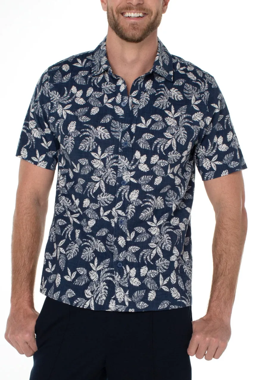 Liverpool Men's Printed Short Sleeve Shirt 27.5" Hps - Blue Porcelain