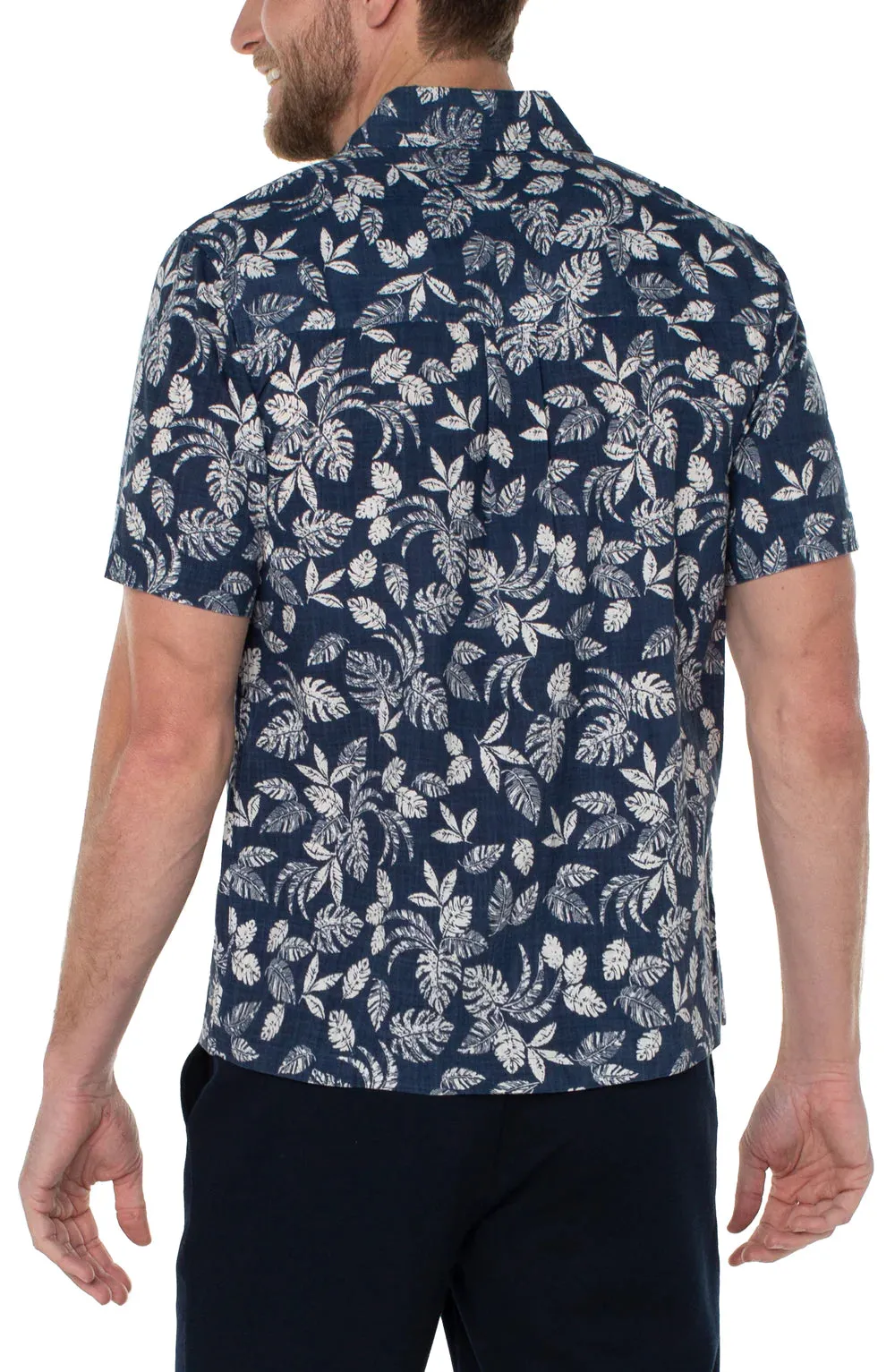 Liverpool Men's Printed Short Sleeve Shirt 27.5" Hps - Blue Porcelain