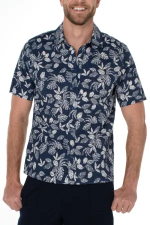 Liverpool Men's Printed Short Sleeve Shirt 27.5" Hps - Blue Porcelain