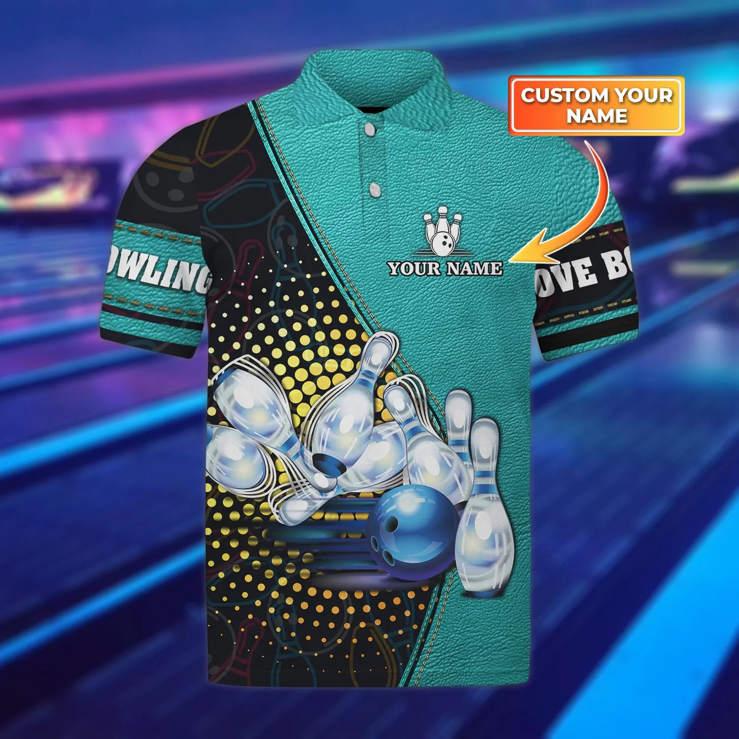 Love Bowling - Personalized Name 3D Polo Shirt - Nsd99 1