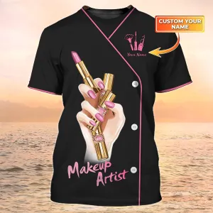 Makeup Artist Tshirt Custom Makeup Shirts Black Pink [Non Workwear]