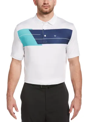 Mens Bold Block Chest Print Polo