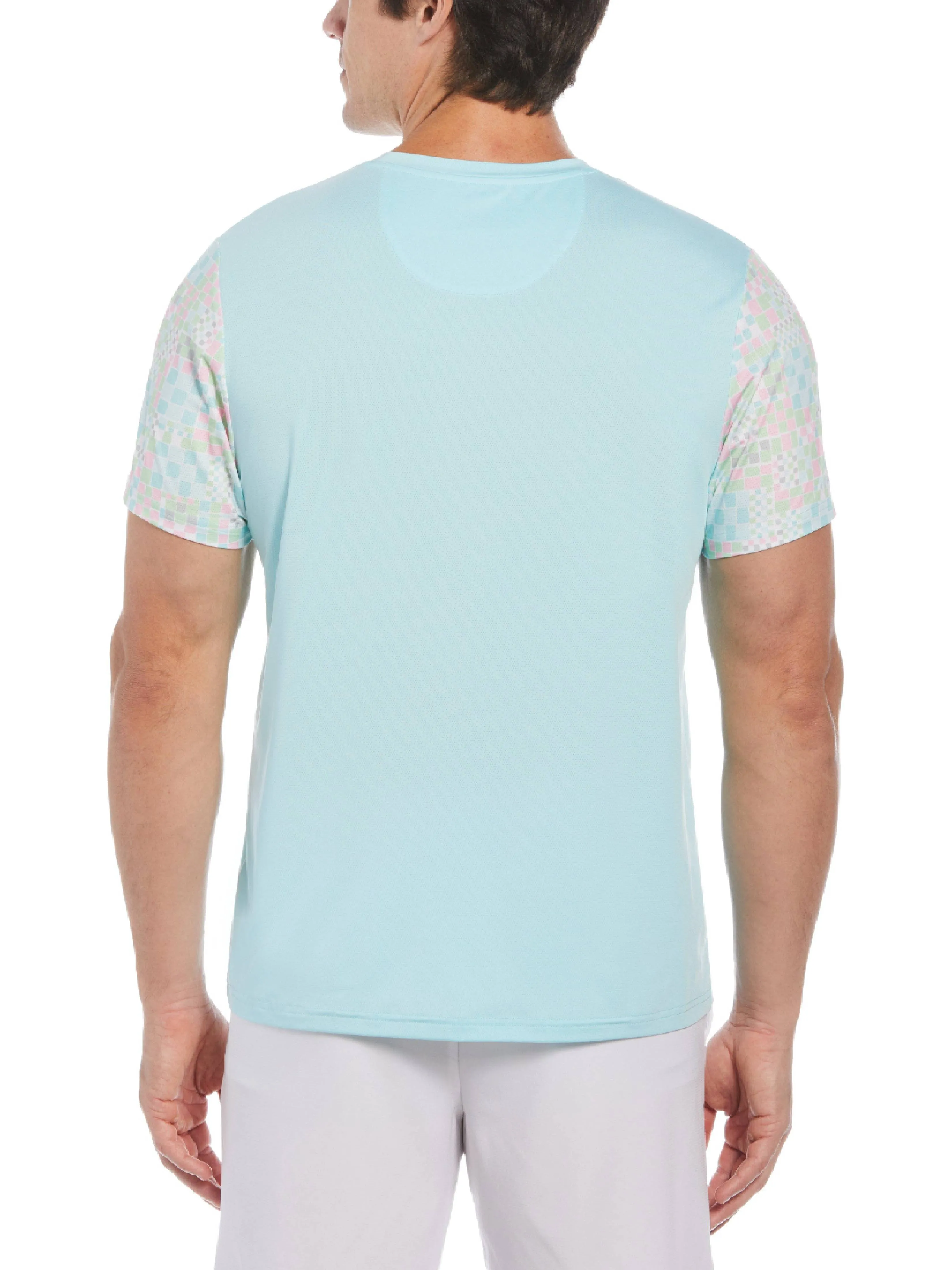 Men's Checkerboard Block Performance Short Sleeve Tennis T-Shirt