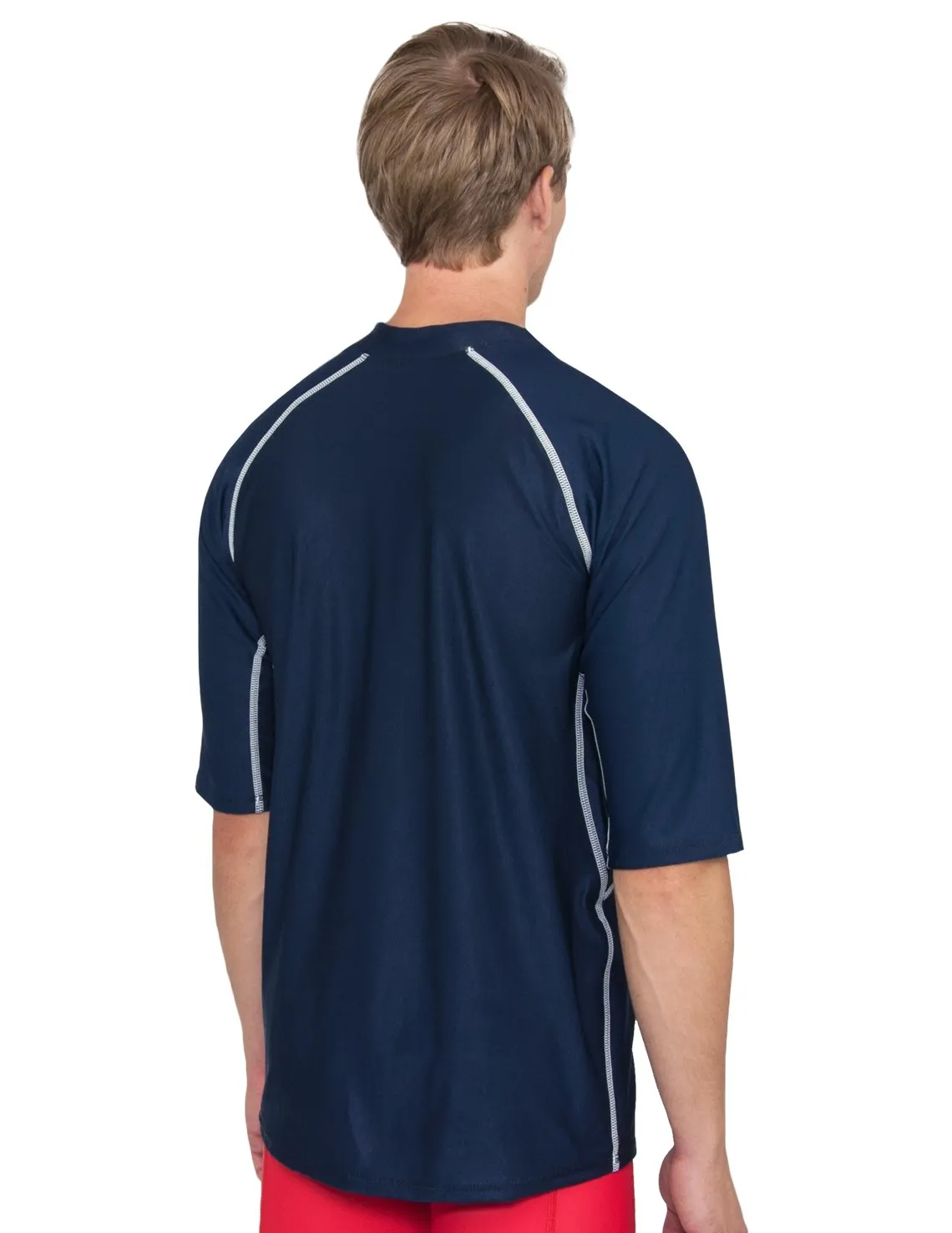 Men's  Chlorine Resistant Short Sleeve Rash Guard - Navy