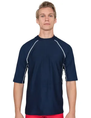 Men's  Chlorine Resistant Short Sleeve Rash Guard - Navy