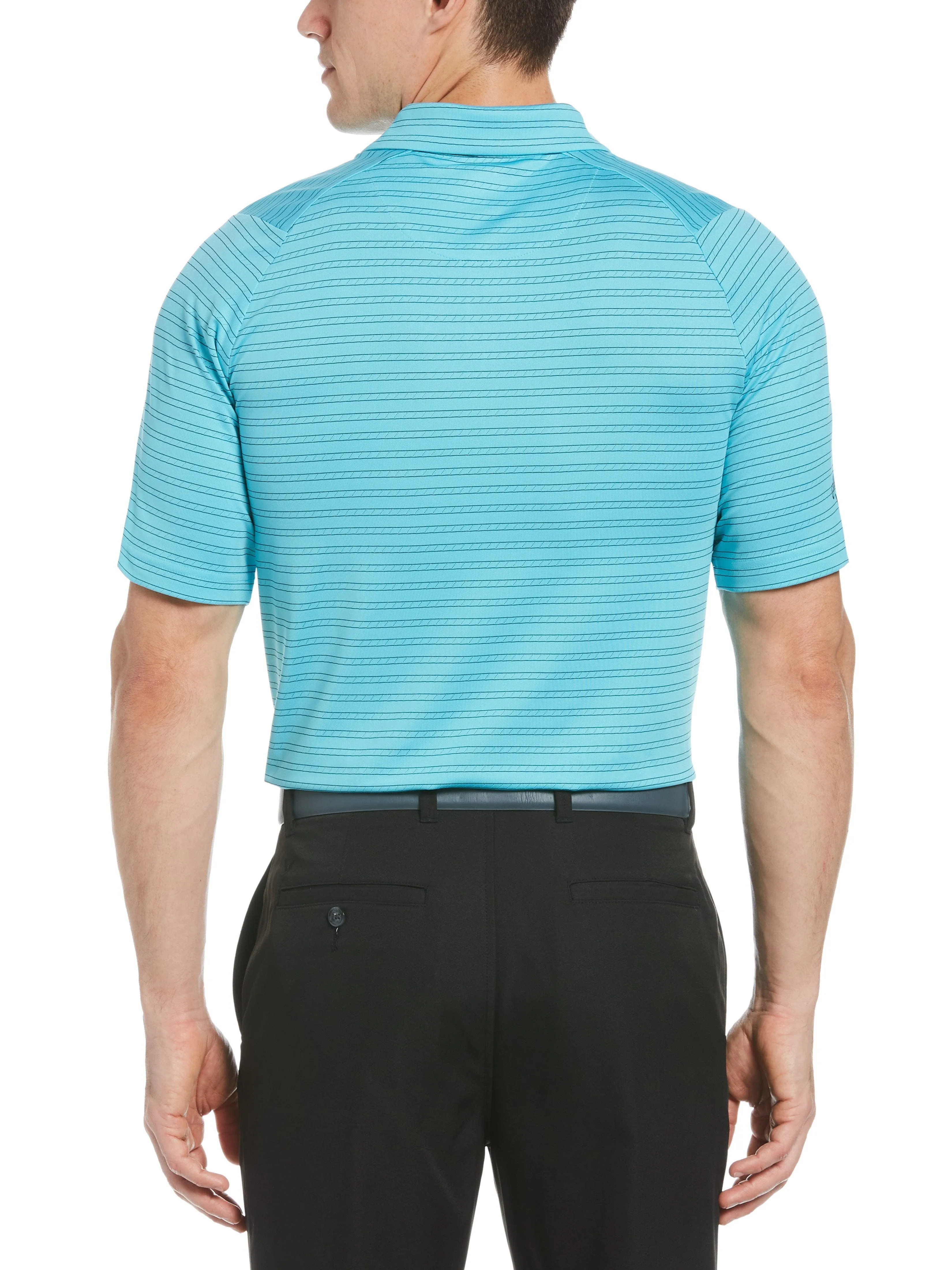 Mens Fine Line Ventilated Stripe Polo