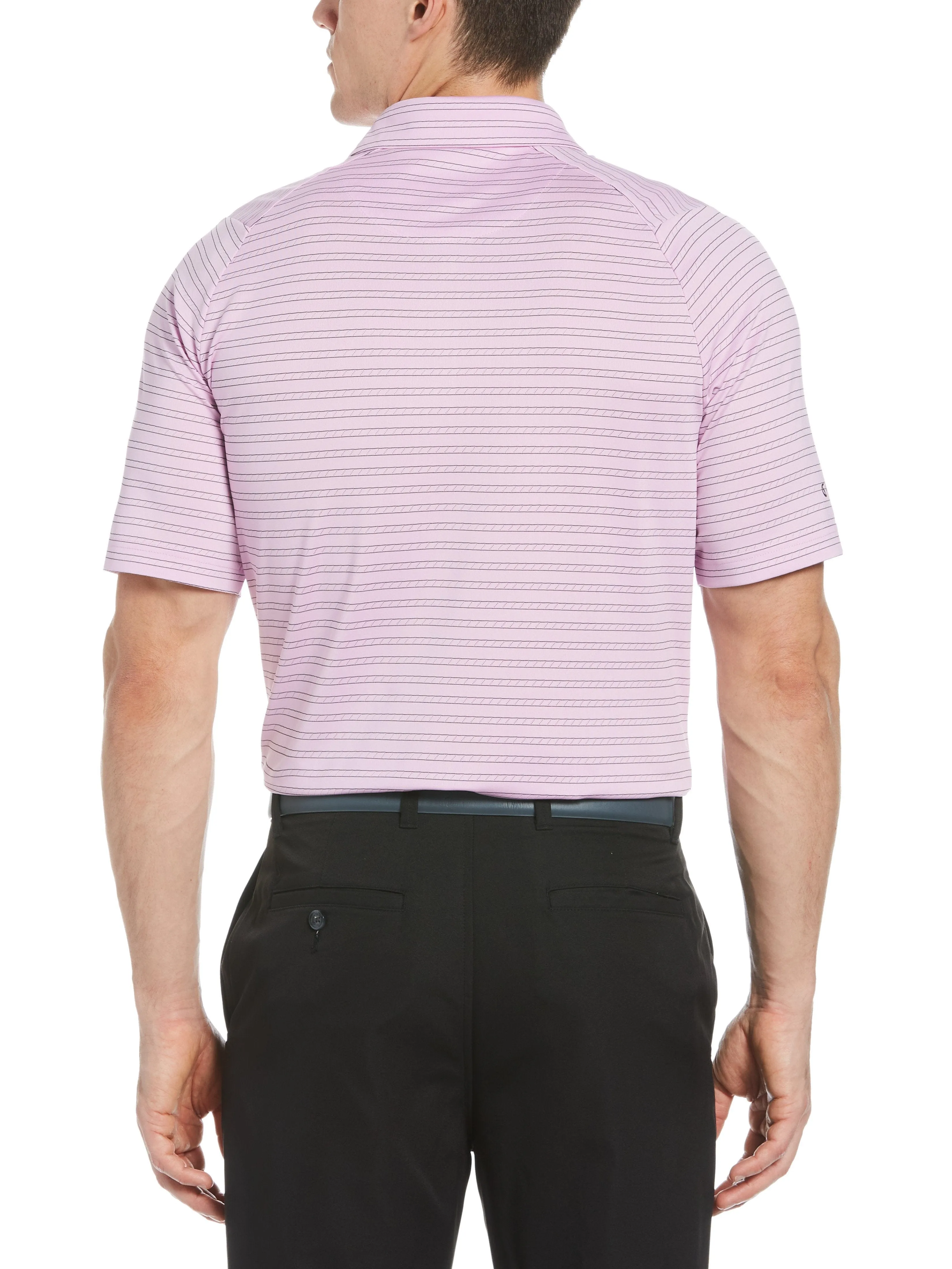 Mens Fine Line Ventilated Stripe Polo