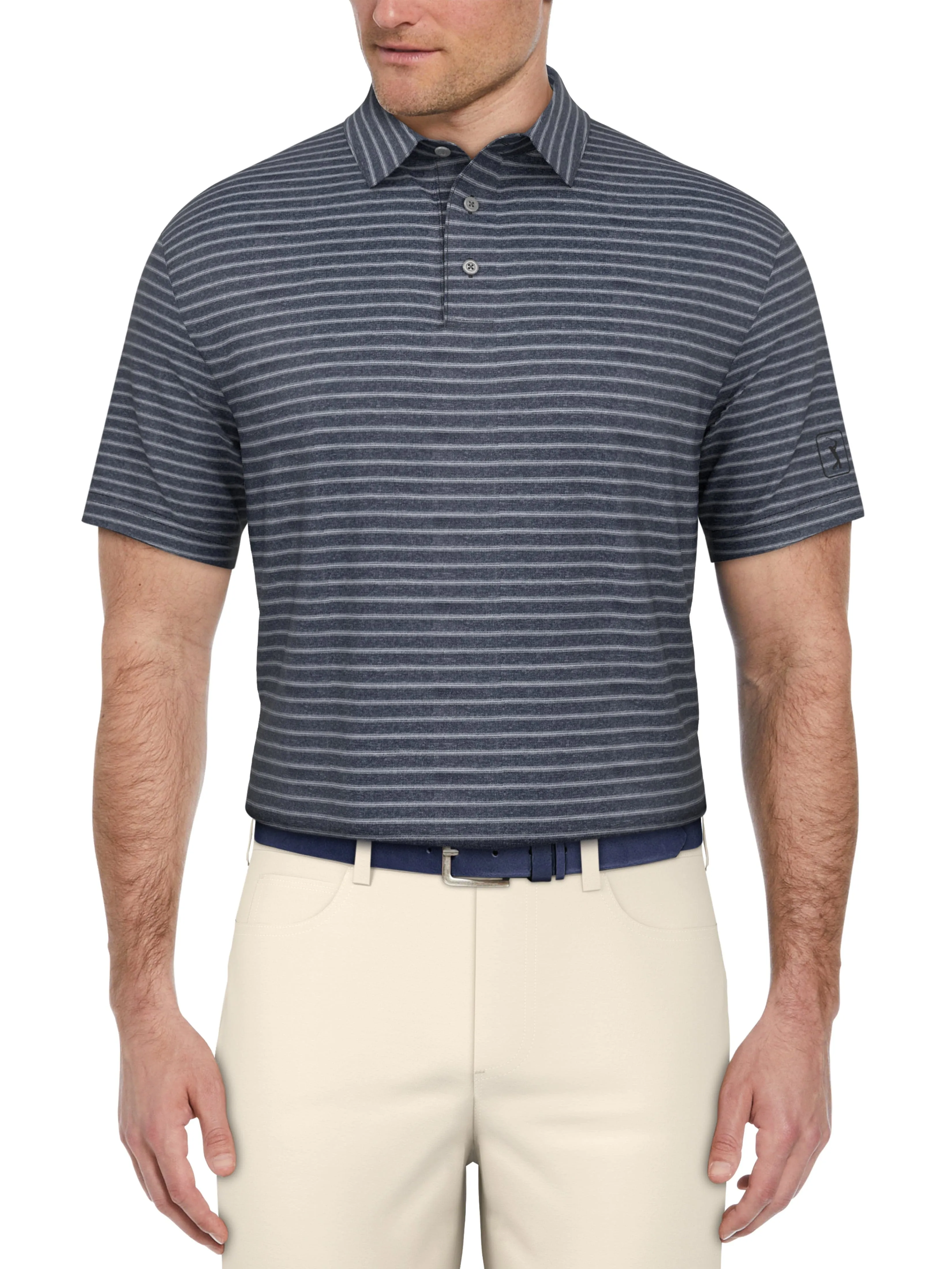 Men's Heather Feeder Stripe Golf Polo