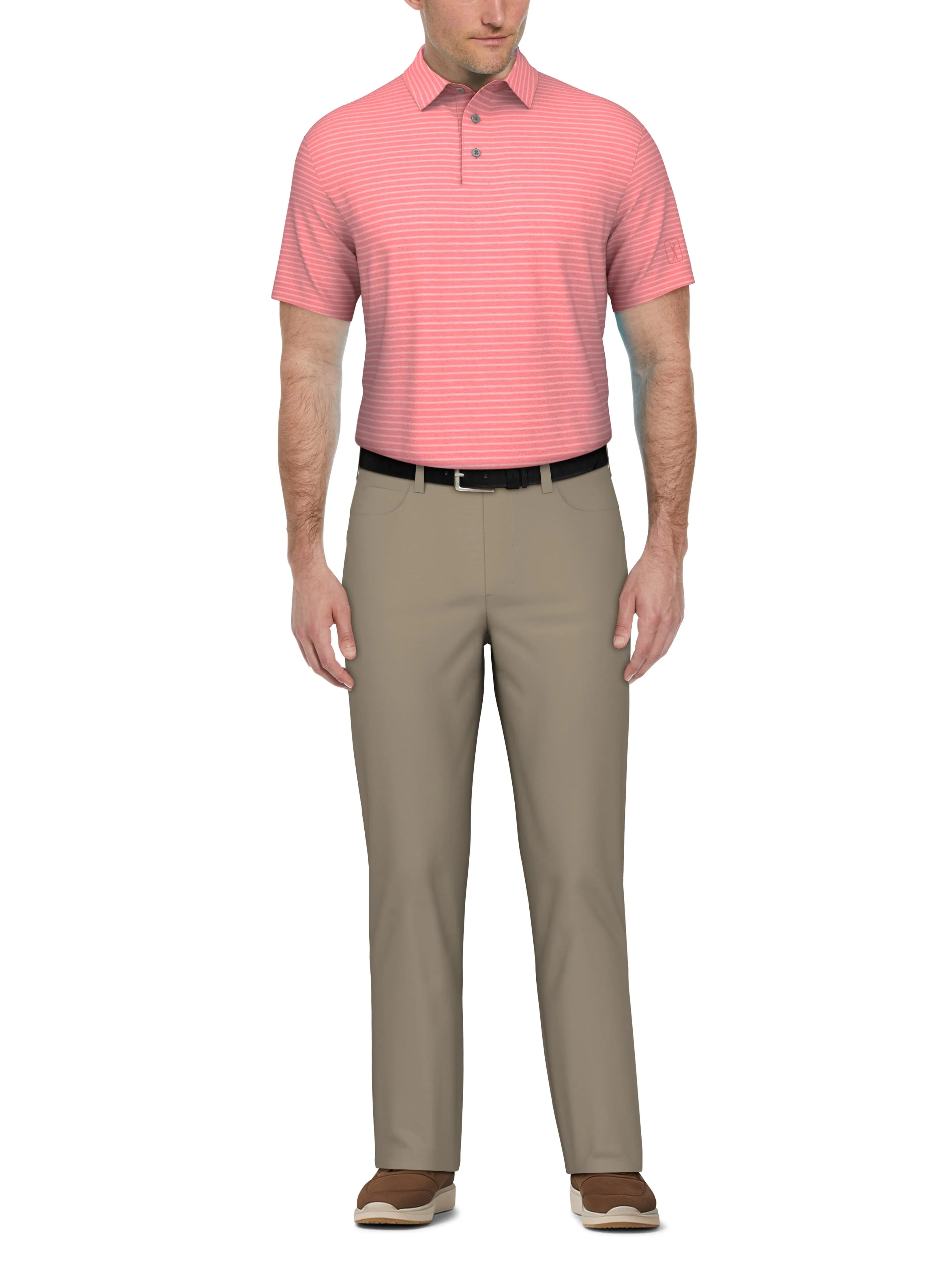 Men's Heather Feeder Stripe Golf Polo