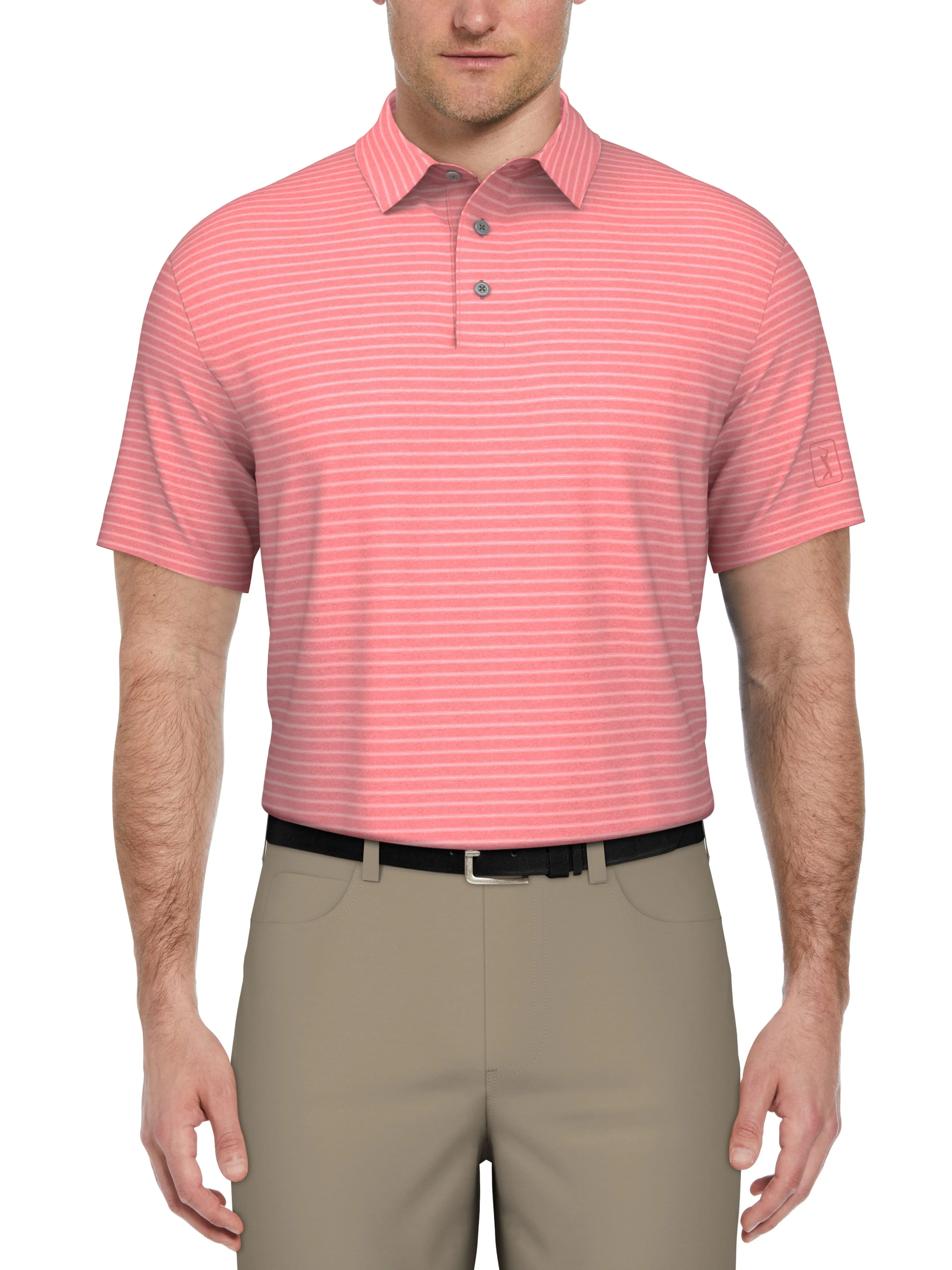 Men's Heather Feeder Stripe Golf Polo