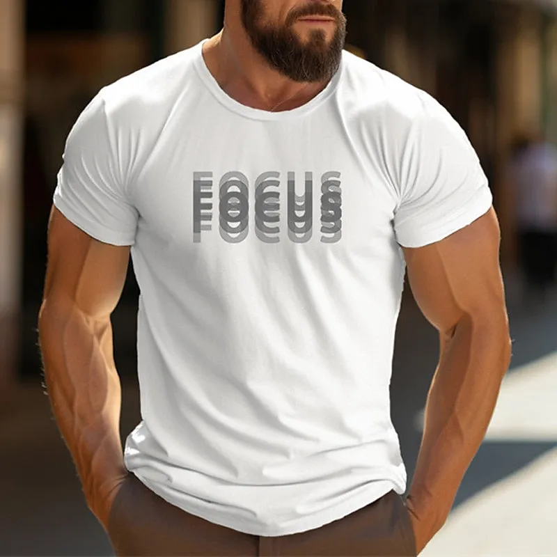 Men's Letter T-Shirt Illusion Focus