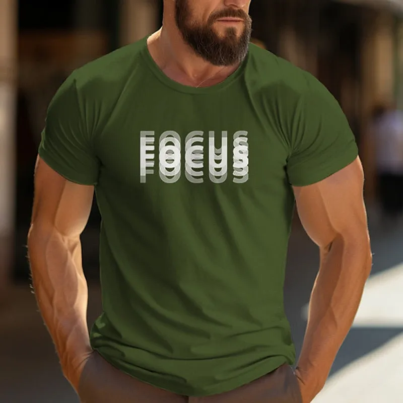 Men's Letter T-Shirt Illusion Focus