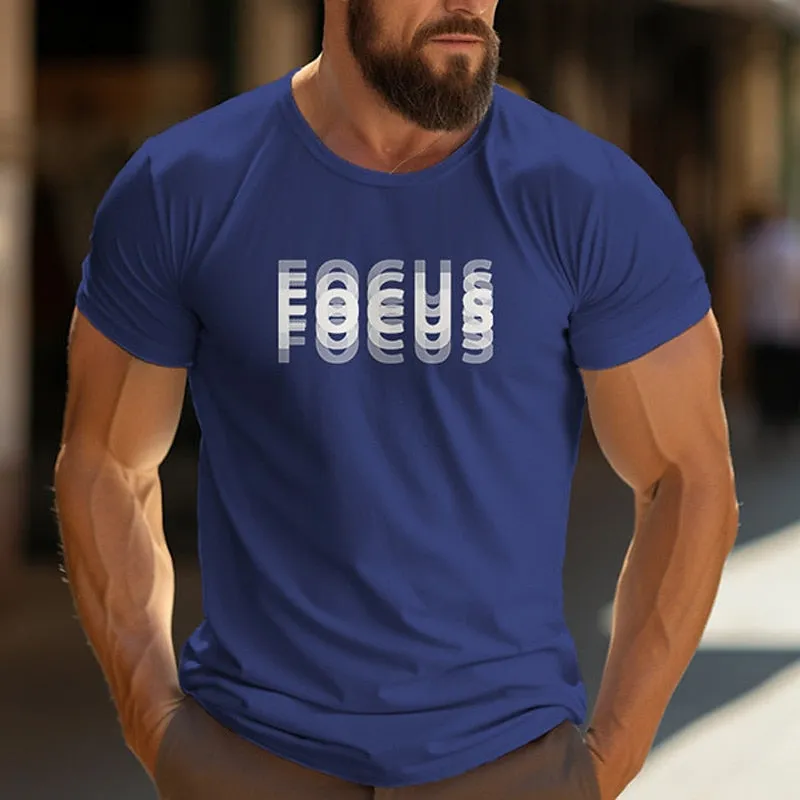 Men's Letter T-Shirt Illusion Focus