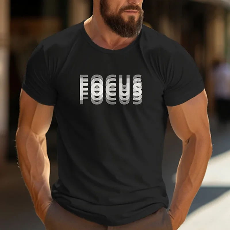 Men's Letter T-Shirt Illusion Focus