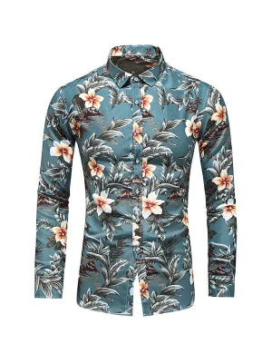 Men's Lily Print Long Sleeve Shirt