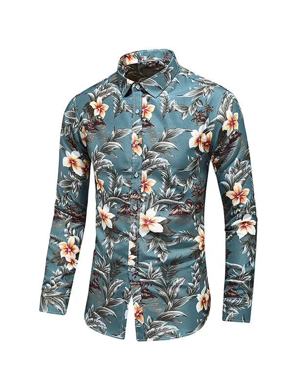 Men's Lily Print Long Sleeve Shirt