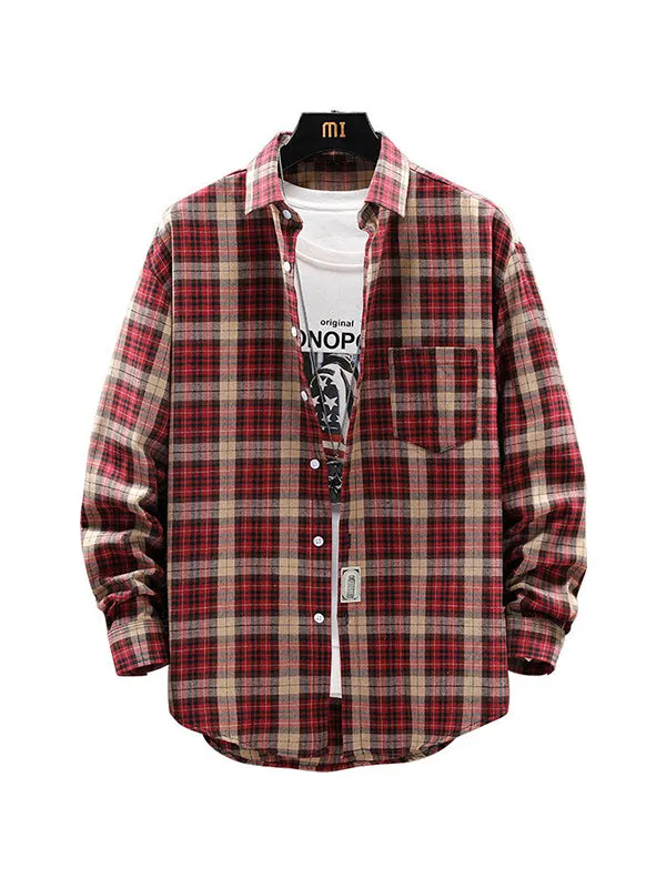 Men's Plaid Print Long Sleeve Shirt