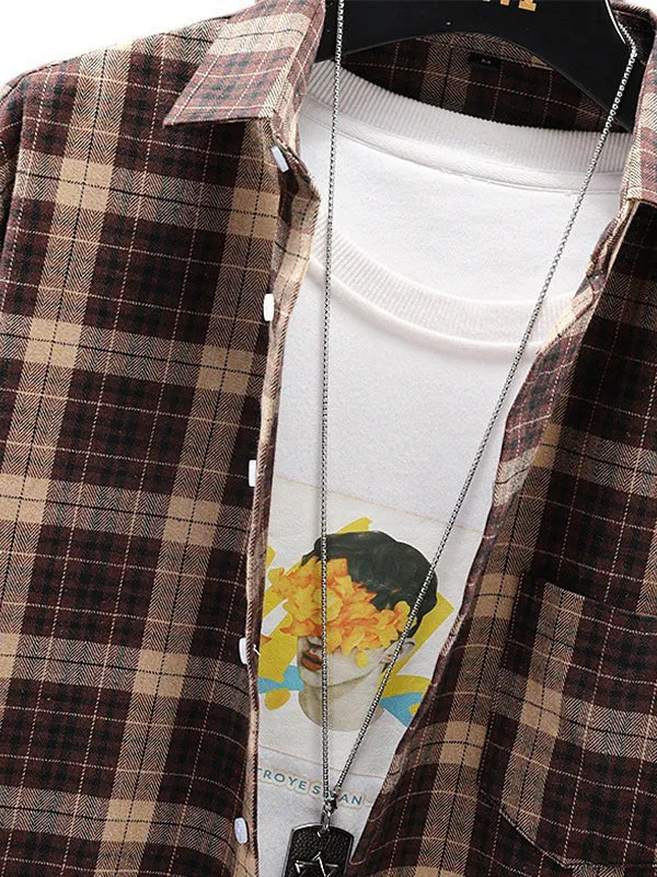 Men's Plaid Print Long Sleeve Shirt