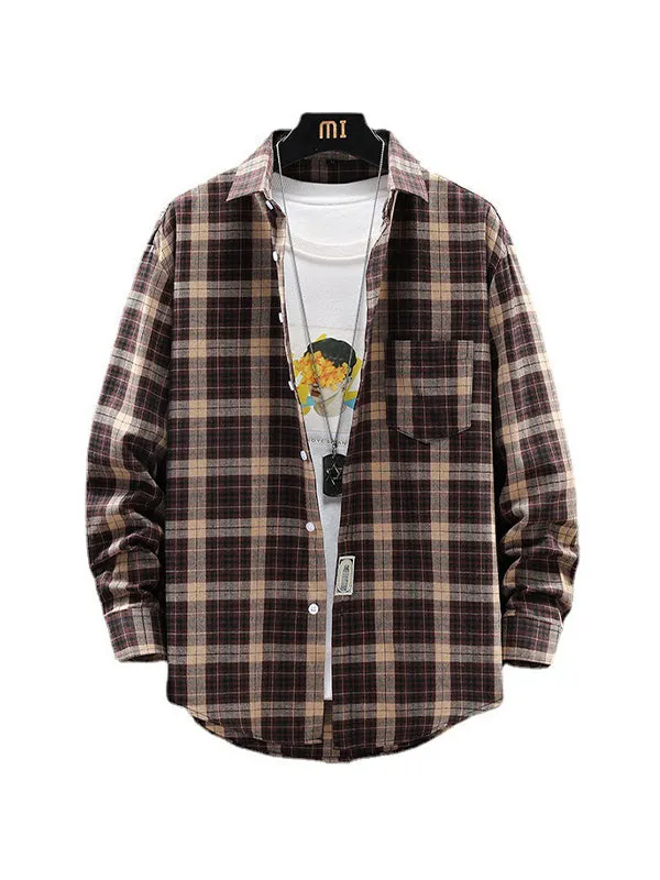 Men's Plaid Print Long Sleeve Shirt