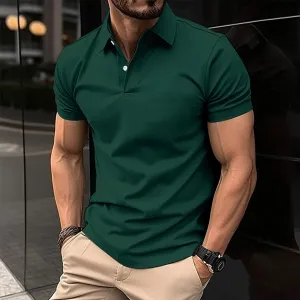 Men's Short Sleeve Turn-Down Collar Button Polo Shirt