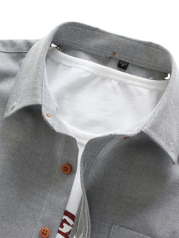 Men's Simple Slim Fit Patchwork Long Sleeve Shirt