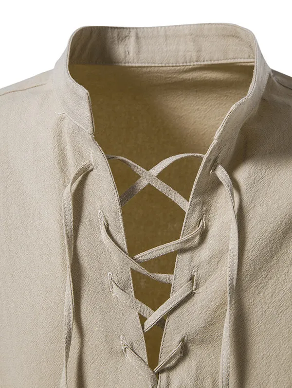 Men's Stand Collar Chinese Style Long Sleeve Shirt