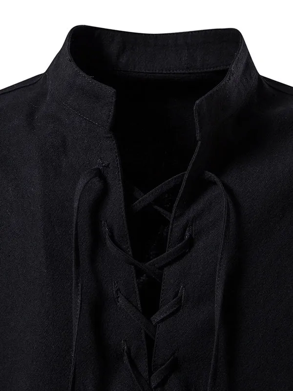 Men's Stand Collar Chinese Style Long Sleeve Shirt