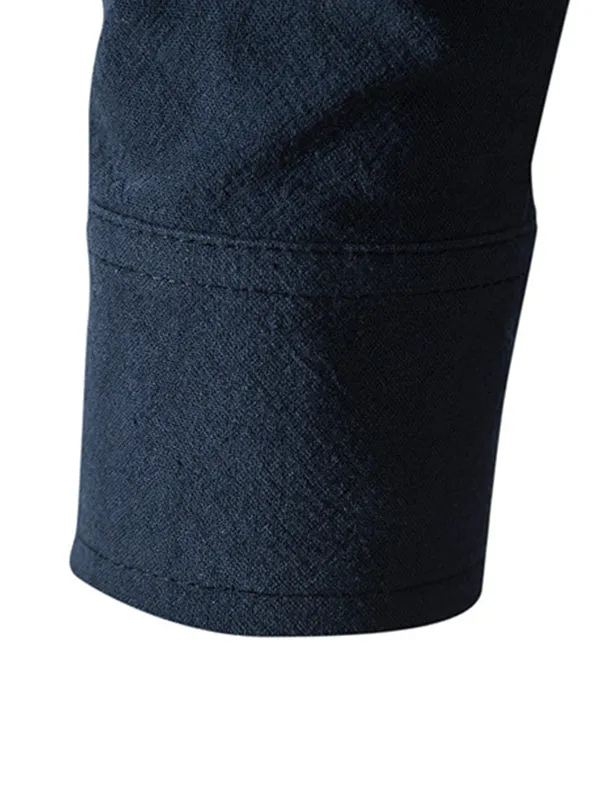 Men's Stand Collar Chinese Style Long Sleeve Shirt