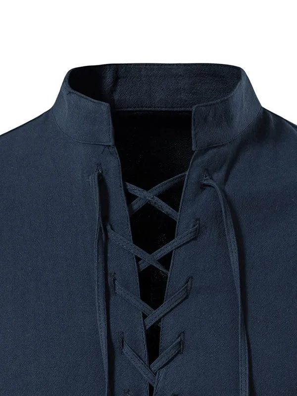 Men's Stand Collar Chinese Style Long Sleeve Shirt