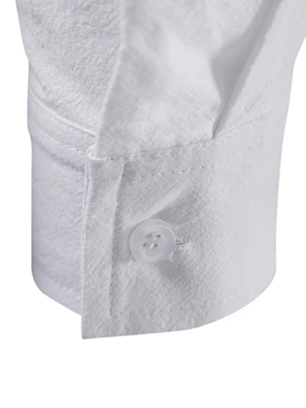 Men's Stand Collar Chinese Style Long Sleeve Shirt