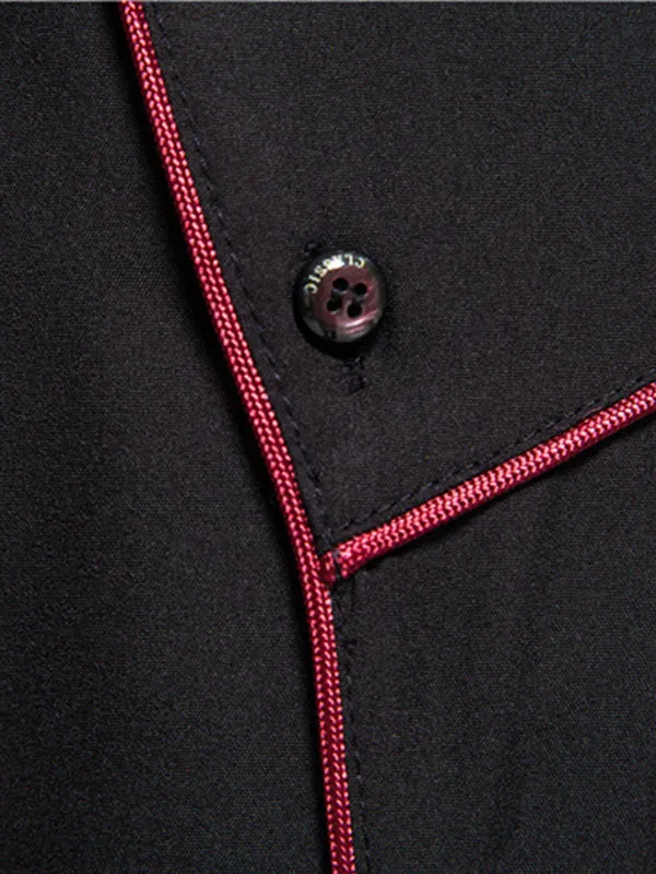 Men's Stand Collar Slanted Hem Long Sleeve Shirt