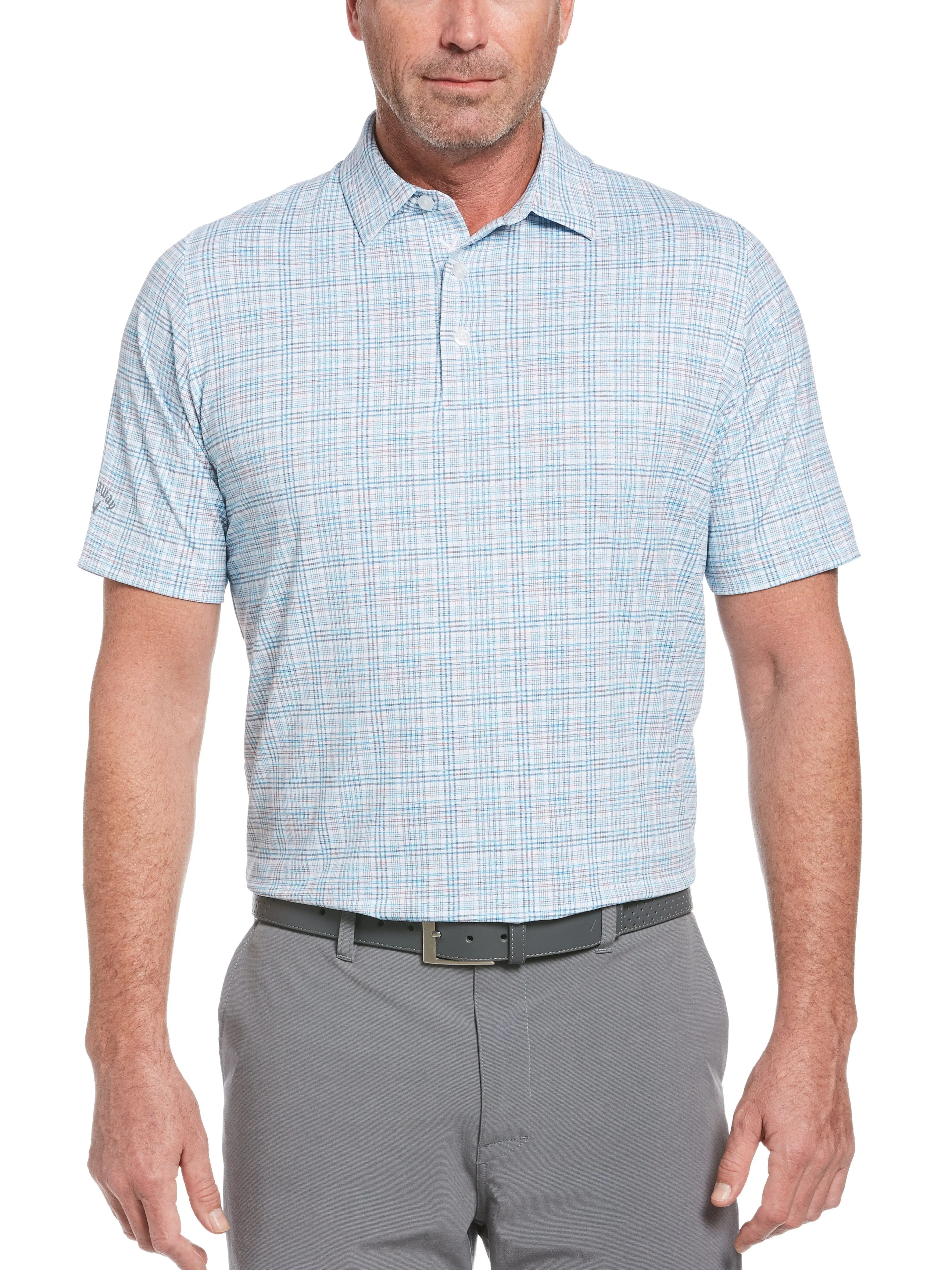 Mens Swing Tech™ Printed Classic Plaid Polo