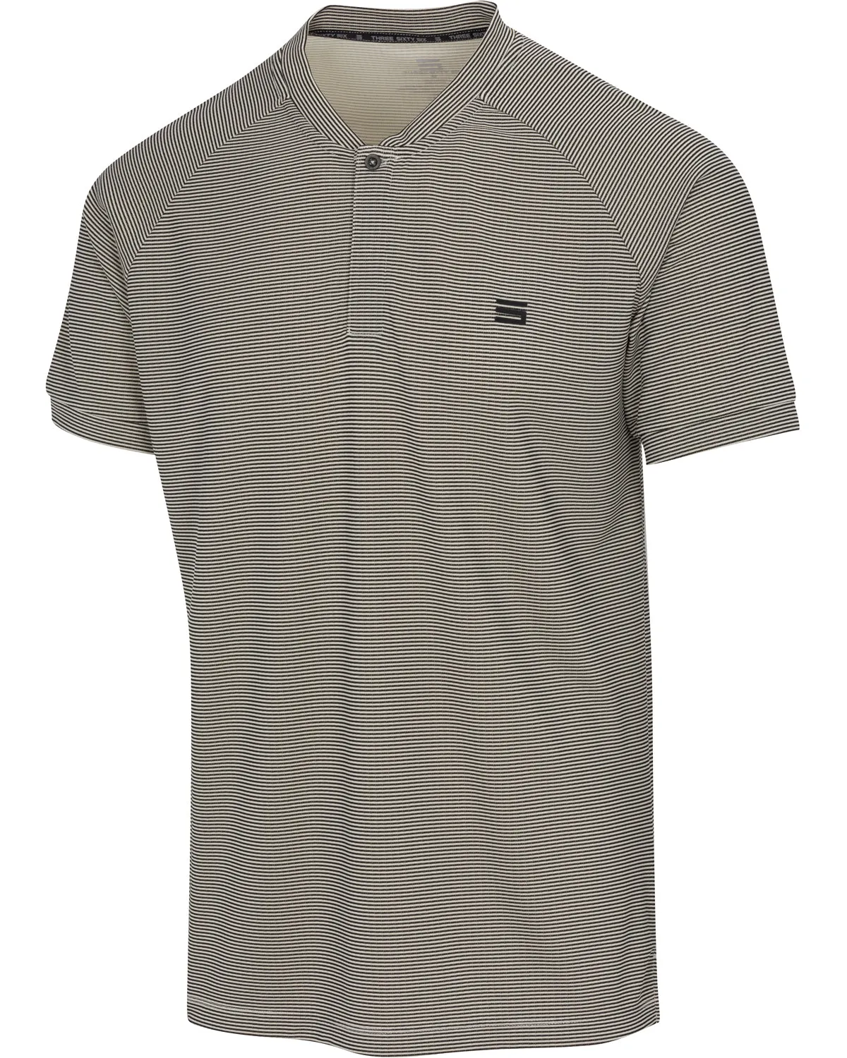MEN'S THIN-STRIPED COLLARLESS GOLF POLOS