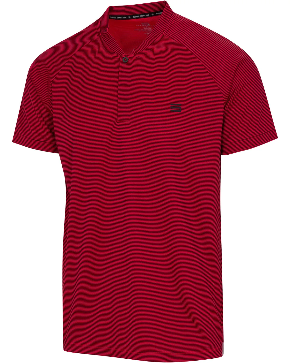 MEN'S THIN-STRIPED COLLARLESS GOLF POLOS