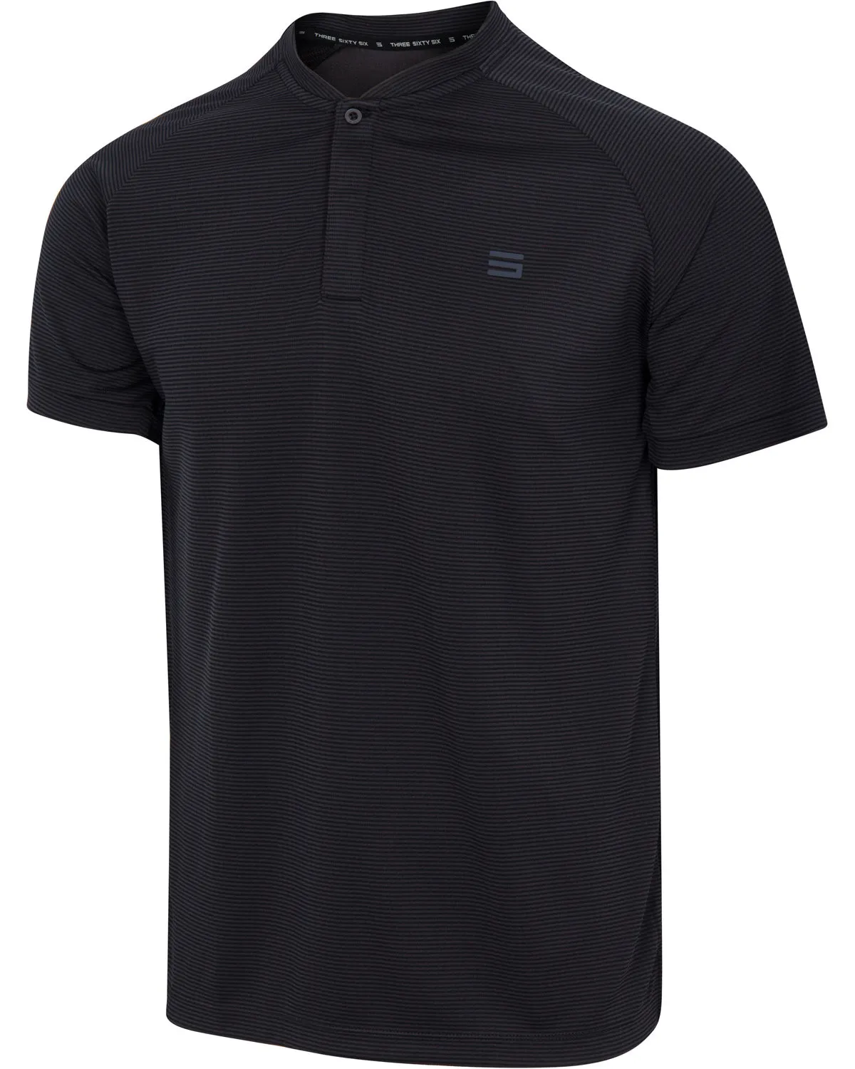 MEN'S THIN-STRIPED COLLARLESS GOLF POLOS