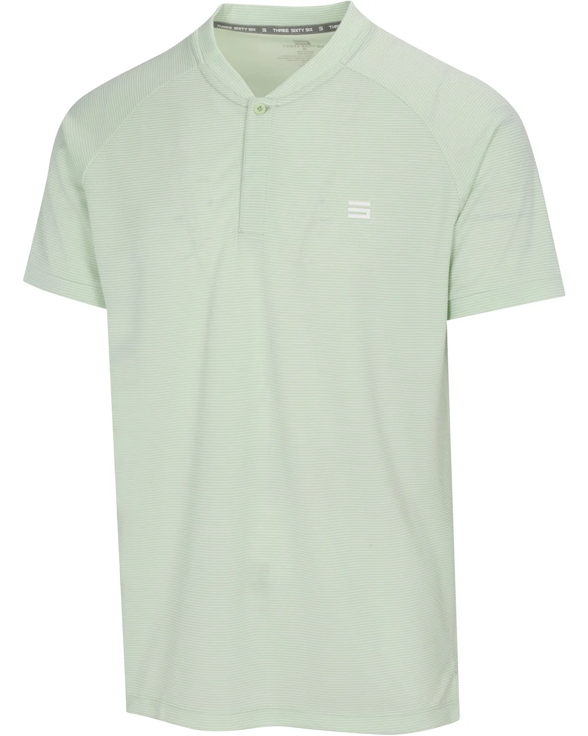 MEN'S THIN-STRIPED COLLARLESS GOLF POLOS