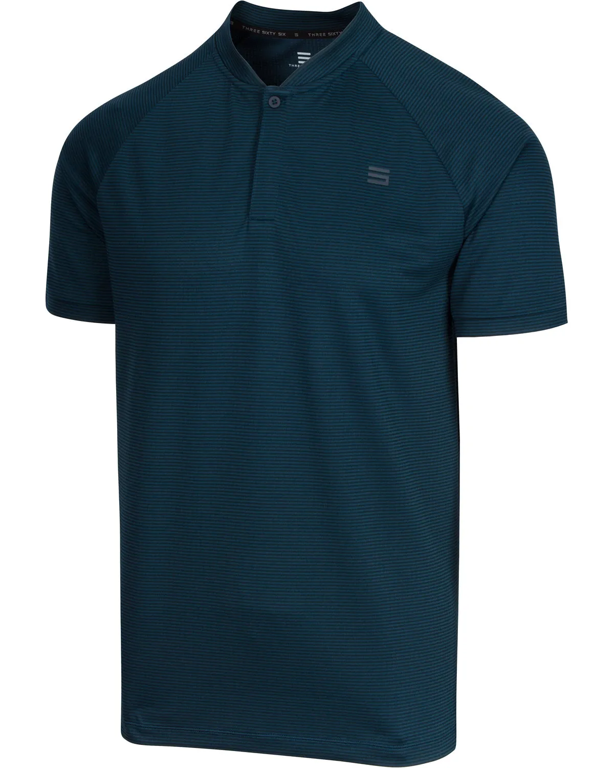 MEN'S THIN-STRIPED COLLARLESS GOLF POLOS