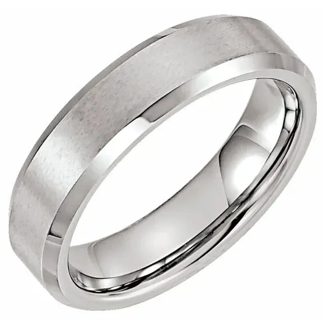 Men's Tungsten Satin Beveled Edge Band - Special Order