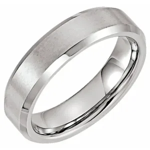 Men's Tungsten Satin Beveled Edge Band - Special Order