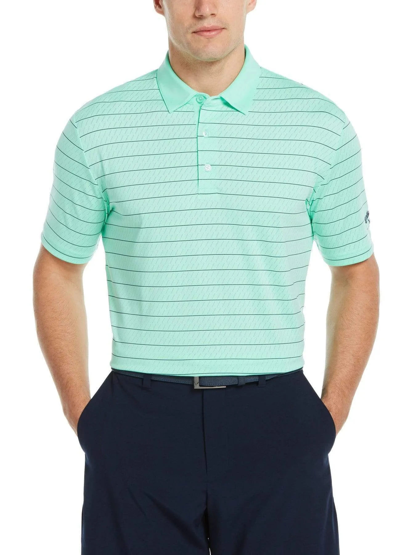 Mens Ventilated Stripe Polo