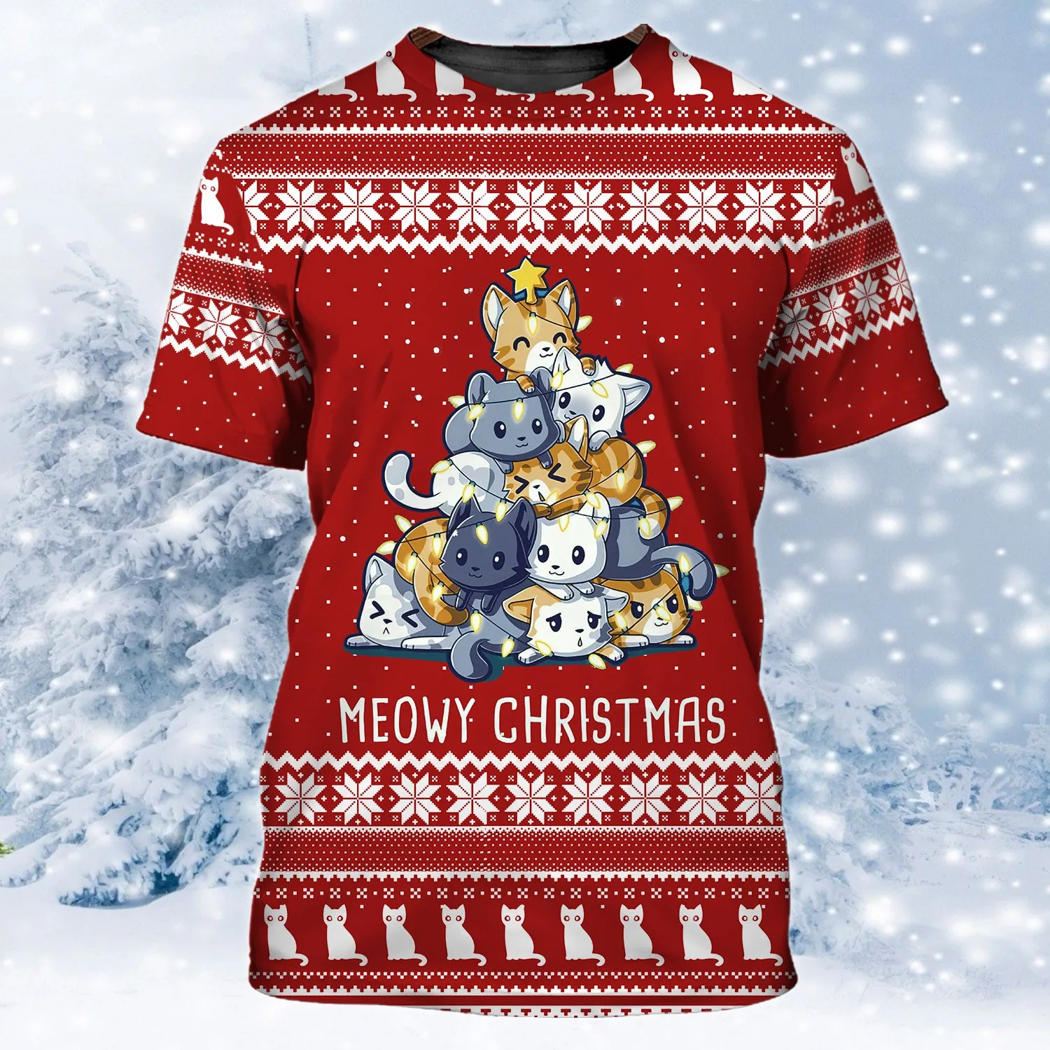 Meowy Christmas 3D Shirts Design Shirts
