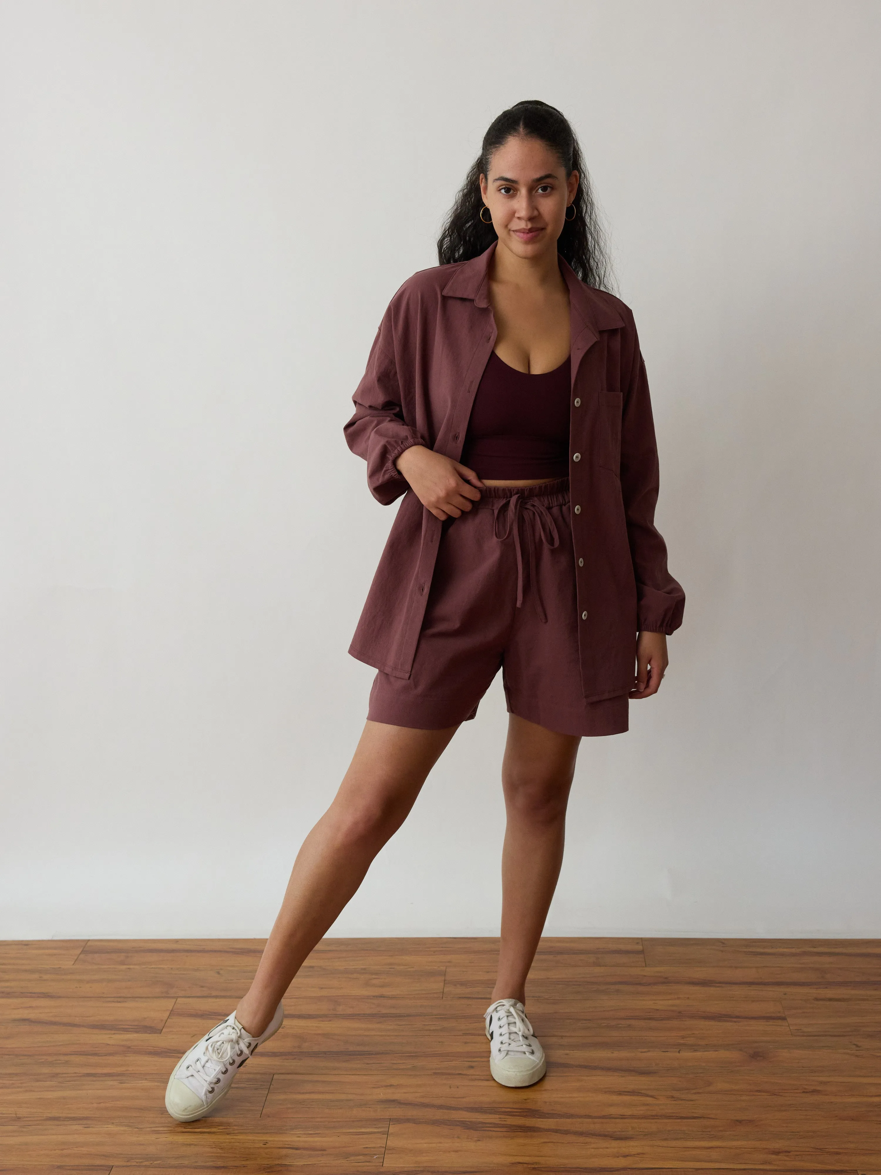 MIDNIGHT MAUVE COTTON CREPE LYNN SHORT