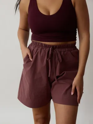 MIDNIGHT MAUVE COTTON CREPE LYNN SHORT