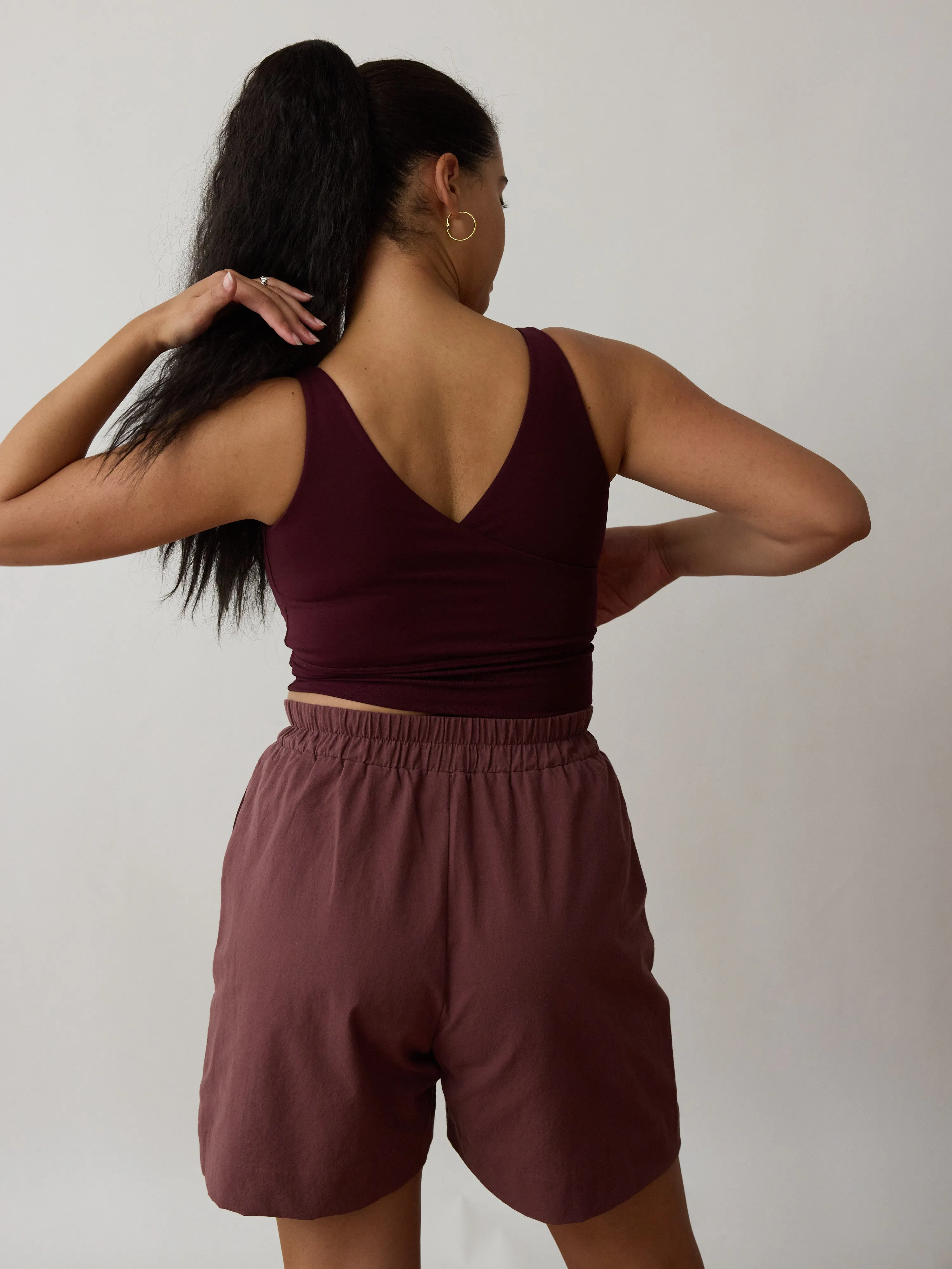 MIDNIGHT MAUVE COTTON CREPE LYNN SHORT