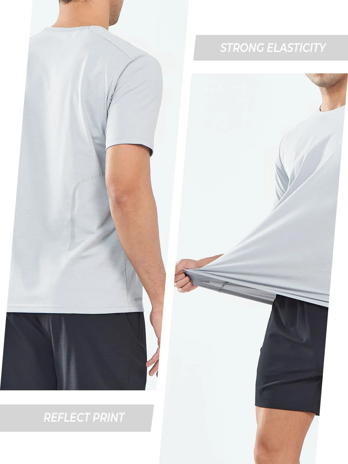 NORTHYARD Men's Workout Gym Shirts Quick Dry T-Shirts Running Athletic Short Sleeve Shirt for Men LIGHTGREY